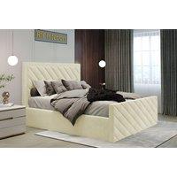 Cream Ottoman Storage Bed with Lift-Up Mechanism - Multi-Functional, Upholstered, All Sizes
