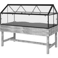 Raised Garden Bed With Mini Greenhouse - Distressed Grey