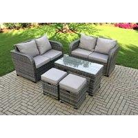 Luxurious 6-Seater Loveseat Sofa Set With Stools & Table