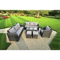 9-Seater Rattan Reclining Garden Dining Set - Weather-Resistant, Modern
