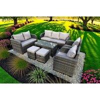Deluxe 9-Seater PE Rattan Reclining Garden Dining Set