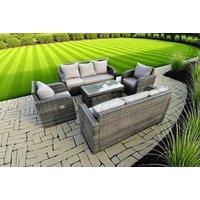 8-Seater Reclining Rattan Garden Sofa Set with Table - Weather-Resistant, Modern Outdoor Lounge