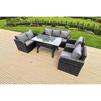 7-Seater Weather-Resistant PE Rattan Reclining Garden Dining Set