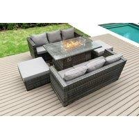 Ultimate Weather-Resistant 8-Seater Rattan Dining Set with Firepit Table