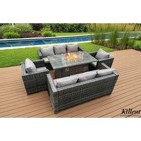 Luxurious Weather-Resistant 8-Seater Rattan Dining Set with Firepit