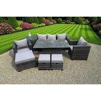 Modern 8-Seater PE Rattan Weather-Resistant Garden Dining Set with Rising Table