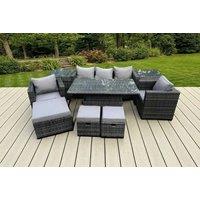 Luxurious 8-Seater Weather-Resistant Rattan Dining Set with Rising Table