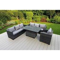 Luxurious Weather-Resistant 7-Seater Rattan Dining Sofa Set