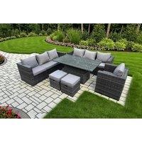 Modern Weather-Resistant 9-Seater Rattan Dining Set