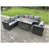 7-Seater Rattan Garden Sofa Set Firepit