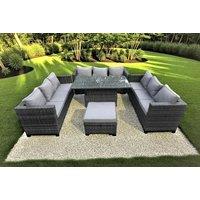 Luxurious 10-Seater Rattan Dining Set with Rising Table