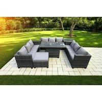 Luxurious Weather-Resistant Rattan 10-Seater Dining Set with Rising Table
