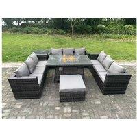 10-Seater PE Rattan Garden Set Firepit