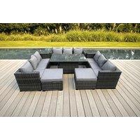 11-Seater Modern Rattan Dining Set with Weather-Resistant Features