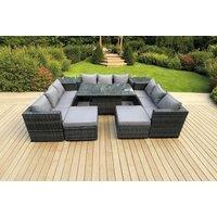 11-Seater Deluxe PE Rattan Garden Dining Set - Weather-Resistant, Modern, Rising Table