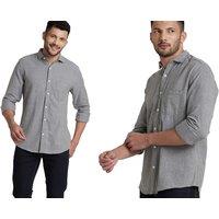 Men'S Grey Flannel Long Sleeve Shirt - Timeless & Versatile