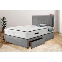 Canterbury Grey Premium Divan Bed Set With Headboard & Mattress!