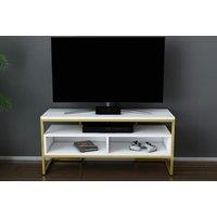 Contemporary TV Stand with Open Shelf Storage - 6 Colour Options, Metal Legs, for up to 50-inch TVs