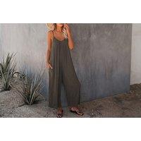 Womens Red Minimal Pocket Jumpsuit - Versatile Summer Essential