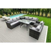 8-Seater Modern PE Rattan Garden Dining Set - Weather-Resistant, Steel Frame