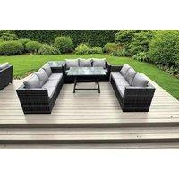 Luxurious U Shape 9-Seat Rattan Garden Dining Set