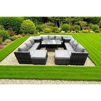 11-Seater Modern PE Rattan Garden Dining Set - Weather-Resistant, Plush Cushions