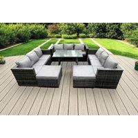 Elegant Rattan Garden Dining Set - 11-Seater, Weather-Resistant Comfort