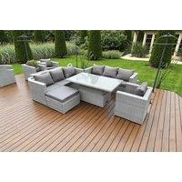Deluxe Weather-Resistant Rattan Dining Set With Adjustable Table