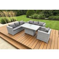 Modern Pe Rattan Dining Set With Adjustable Table