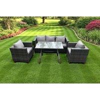 Elegant Pe Rattan Garden Sofa Set With Table & Chairs