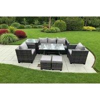 Luxurious 7-Seater Pe Rattan Sofa Set With Dining Table