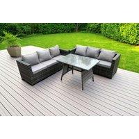 PE Rattan Weather-Resistant Garden Lounge & Dining Set - 6 Seater Modern Outdoor Furniture