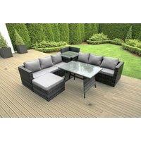 Weather-Resistant 7-Seater Rattan Garden Dining Set with Sofa