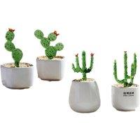 Handmade Glass Cactus Table Ornament - Coloured Glaze Decorative Piece
