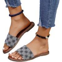 Floral Women'S Summer Flat Fashion Sandals In 8 Sizes And 2 Colours - Grey