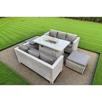 8-Seater Weather-Resistant Rattan Dining Set with Firepit Table