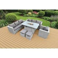 Luxurious 9-Seater Weather-Resistant Rattan Garden Dining Set with Fire Pit
