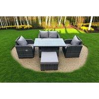 Luxurious PE Rattan Reclining Garden Dining Set