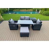 PE Rattan Weather-Resistant Reclining Dining Set - 2 Seater, Rising Table