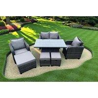 Weather-Resistant Rattan Reclining Garden Sofa Set with Rising Table - 6 Seater