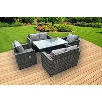 Rattan Reclining Garden Dining Set with Rising Table - 6-Seater, Weather-Resistant