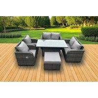 7-Seater Rattan Reclining Garden Set with Rising Dining Table