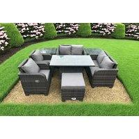 Luxurious Rattan Reclining Furniture Set with Rising Dining Table