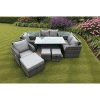Luxurious Weather-Resistant Rattan Reclining Sofa Set with Rising Table