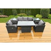 PE Rattan Weather-Resistant Reclining Garden Dining Set - 6 Seater