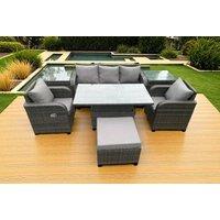 Rattan Reclining Garden Furniture Set with Rising Table - Weather-Resistant, 4-Seater