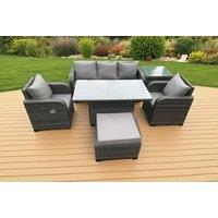 Modern Rattan Outdoor Dining Set with Rising Table