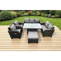 Weather-Resistant Rattan Reclining Sofa Set with Rising Table - 2 Seater Outdoor Lounge