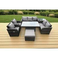 Luxury Reclining Rattan Garden Dining Set - Adjustable, Weather-Resistant, 6-Seater