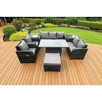 Rattan Reclining Garden Dining Set with Rising Table